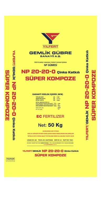 Yilfert Gemlik 20-20-0 Çinko Katkılı Süper Kompoze